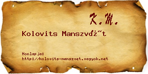 Kolovits Manszvét névjegykártya
